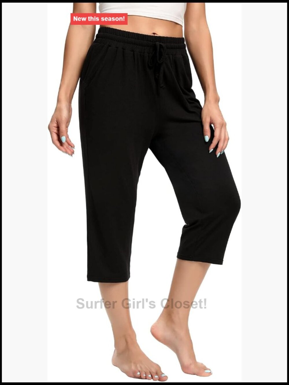 Capri Yoga Pants Quick Dry High Waisted Hiking Lightweight Drawstring